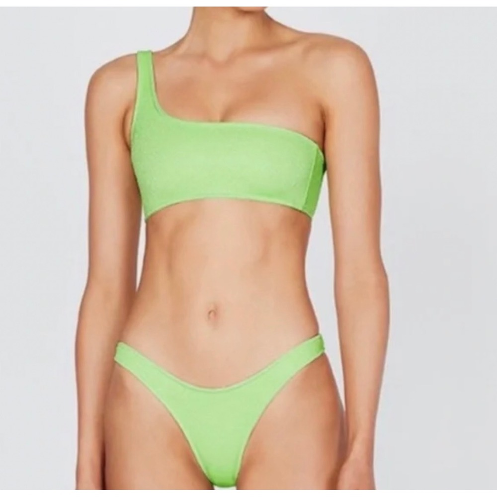 Triangl | One Shoulder Bikini Small Green Melrose Sparkle Two Piece Swimsuit